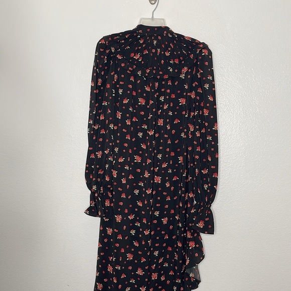 WeWoreWhat High Low Polka Dot Black Floral Long Sleeve Dress Size Medium New - Picture 9 of 11